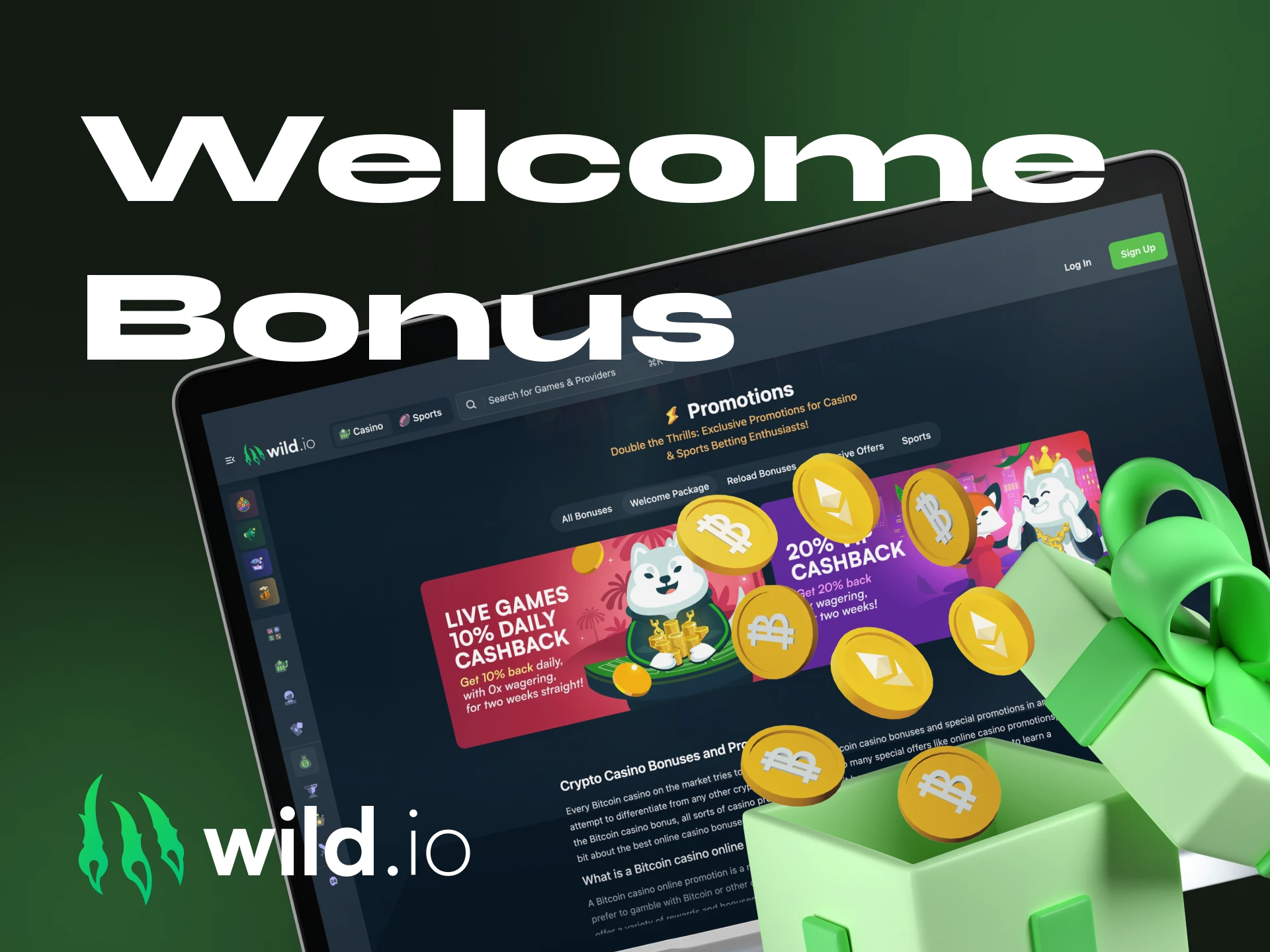 What welcome bonus can players receive at the Wildio online casino.