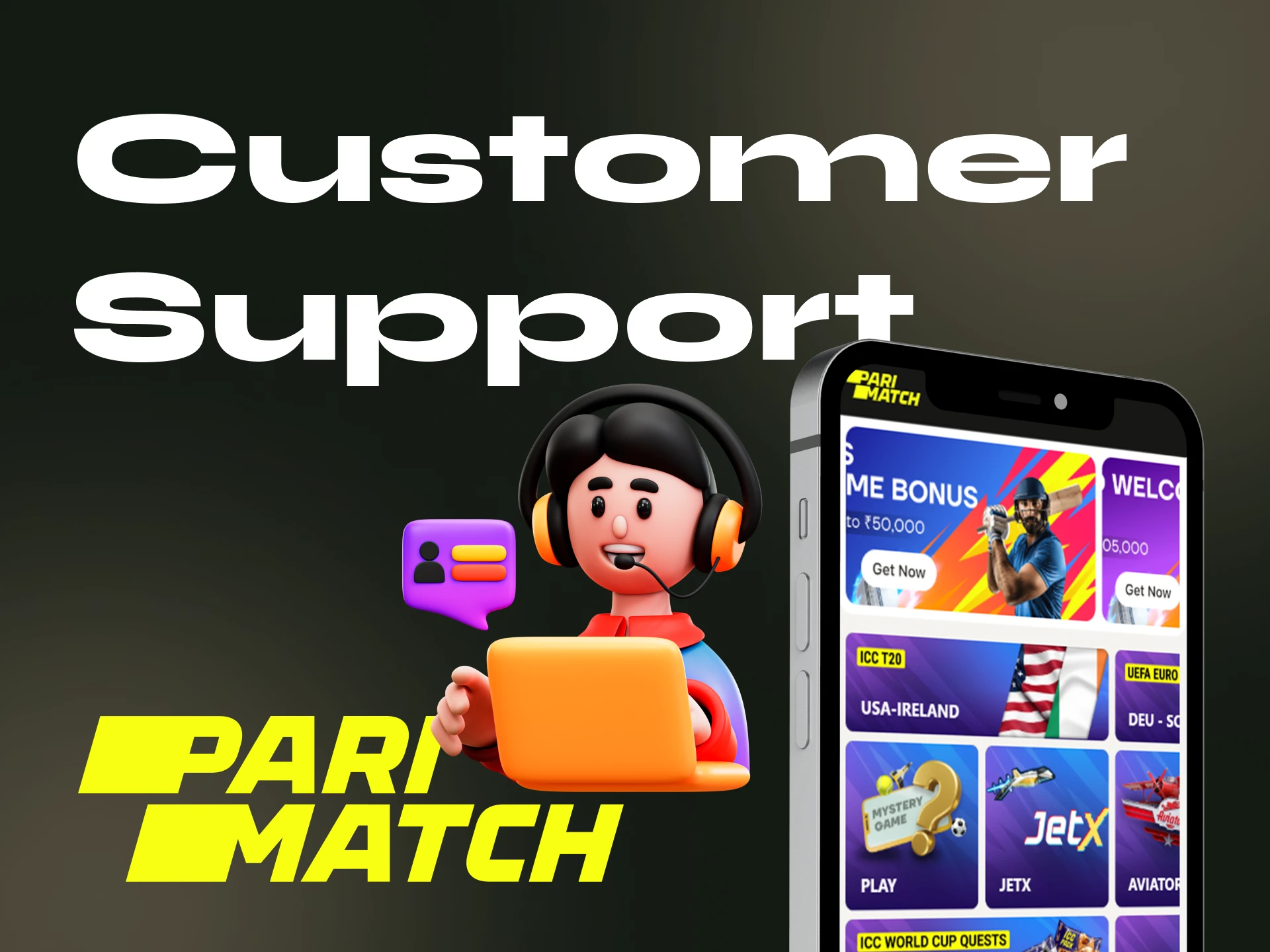 What are the ways to contact the technical support service of the Parimatch online casino.