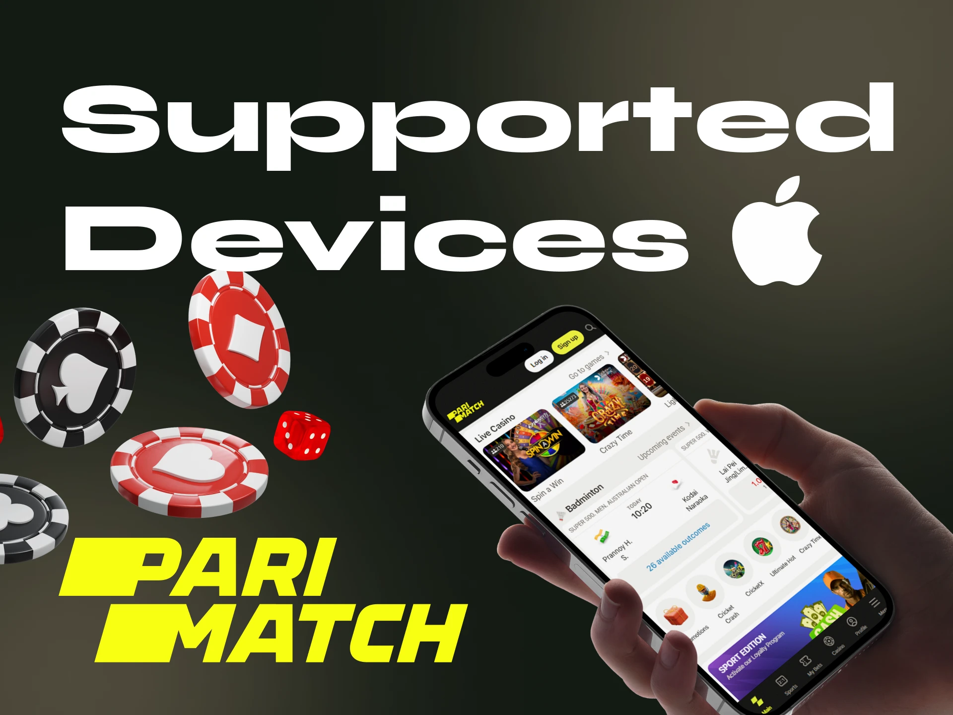 On which iOS devices can users play in the Parimatch online casino application.