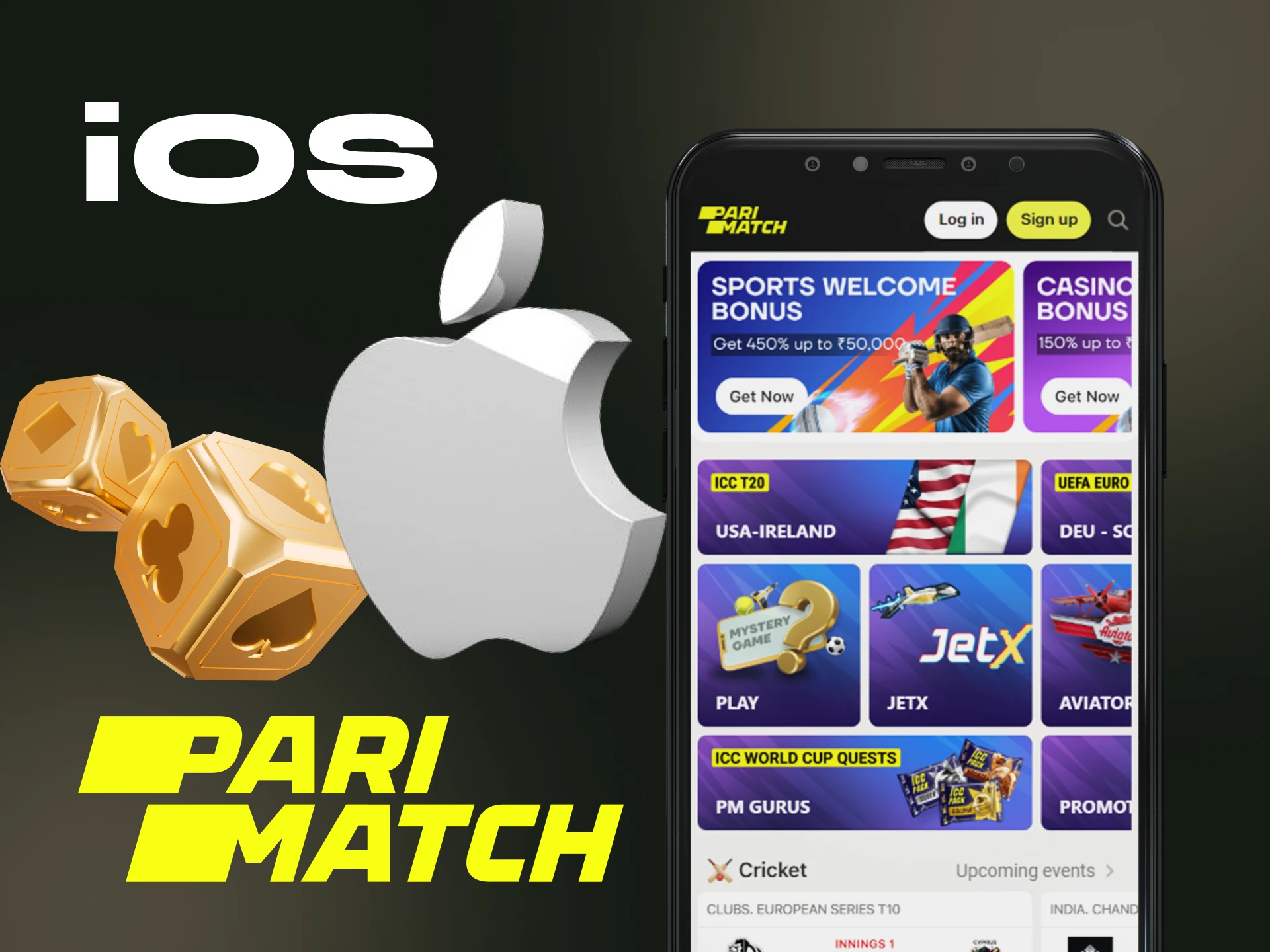 Can I download the Parimatch online casino app on my iOS phone.