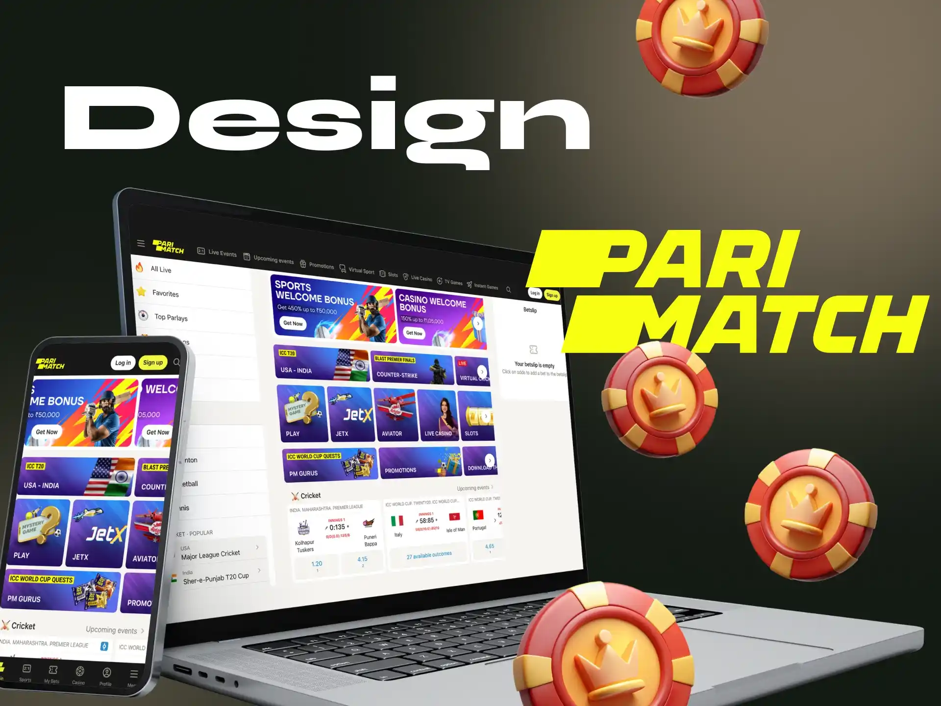 Parimatch Casino has a bright and attractive design.