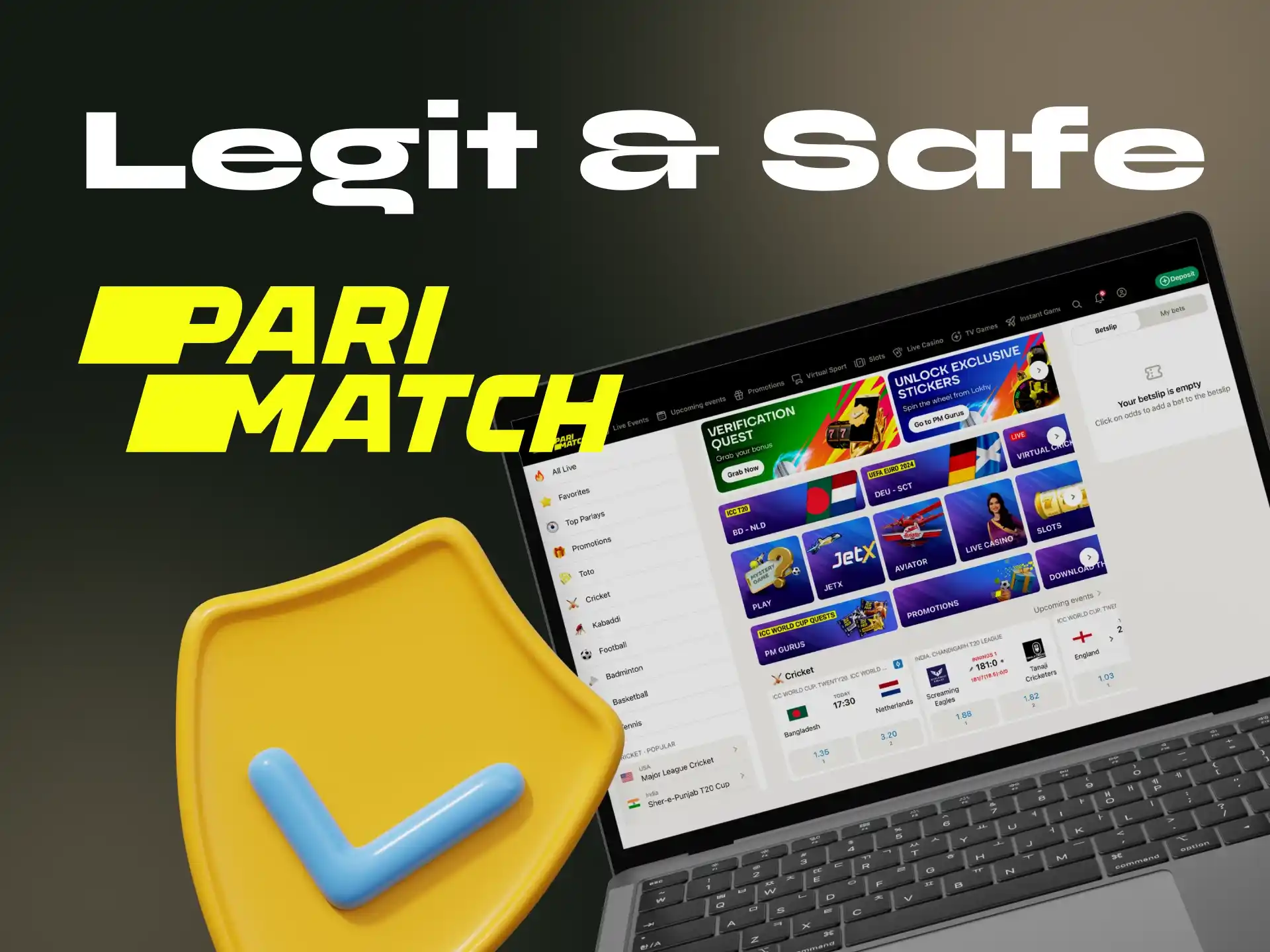 Parimatch complies with all major safety indicators.