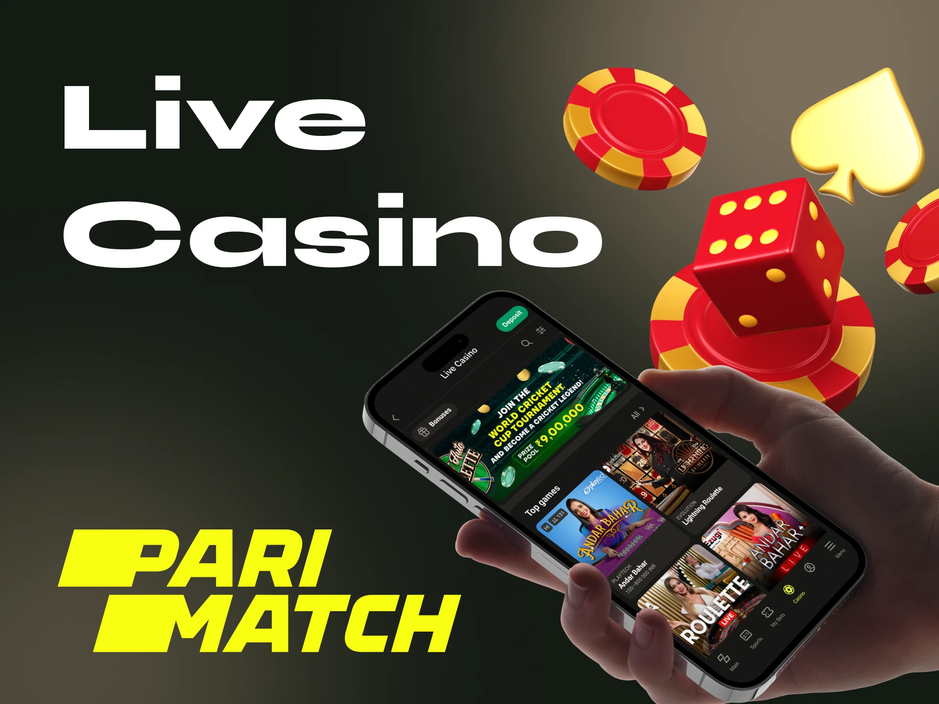 Play popular live casino games on the Parimatch website.