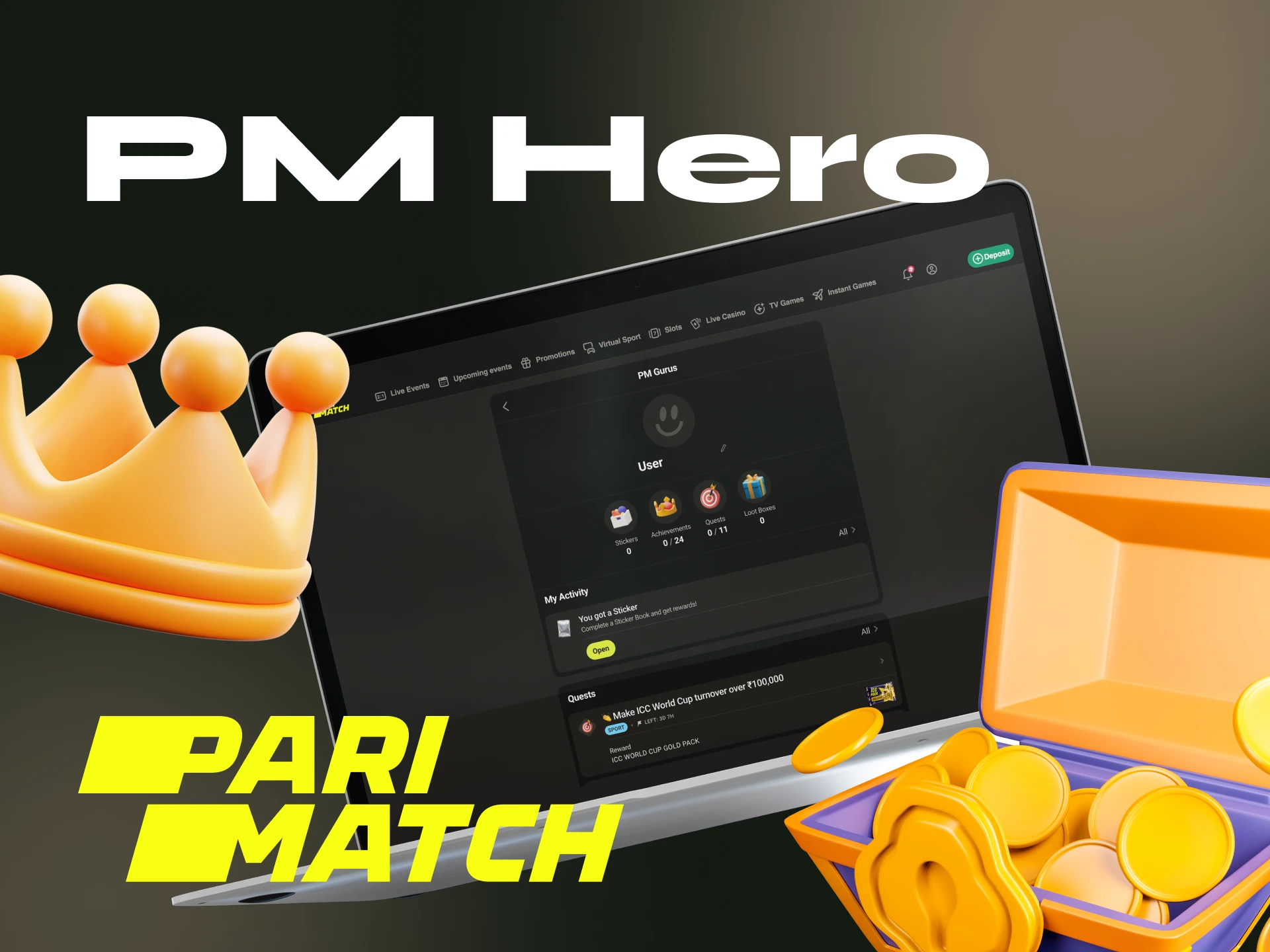 Collect PM Hero Parimatch stickers and earn rewards.