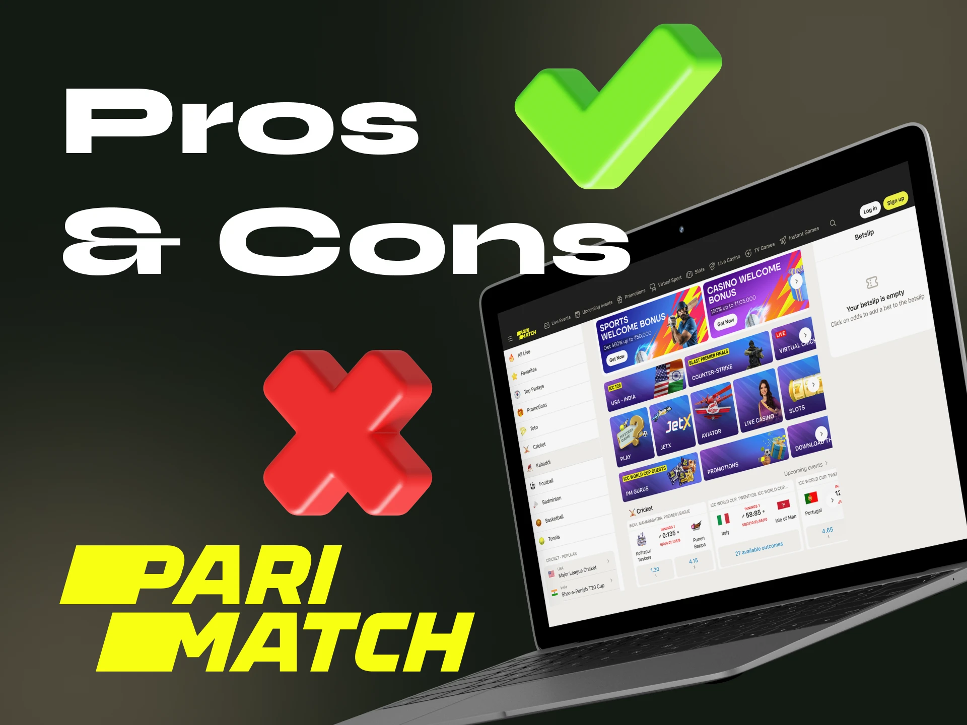 Check out the pros and cons of Parimatch bookmaker.