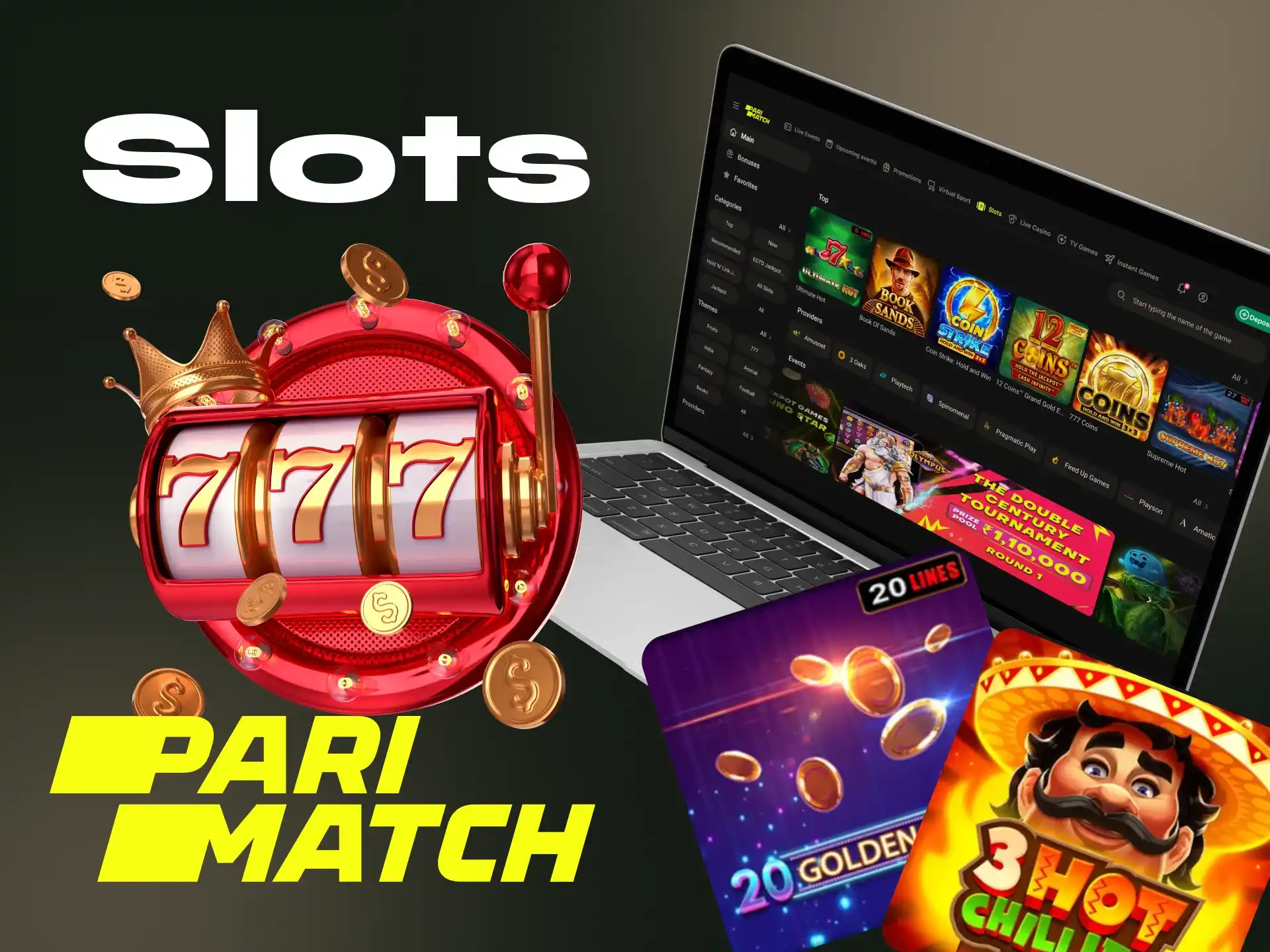 On the Parimatch website, you will find a variety of slots by category.