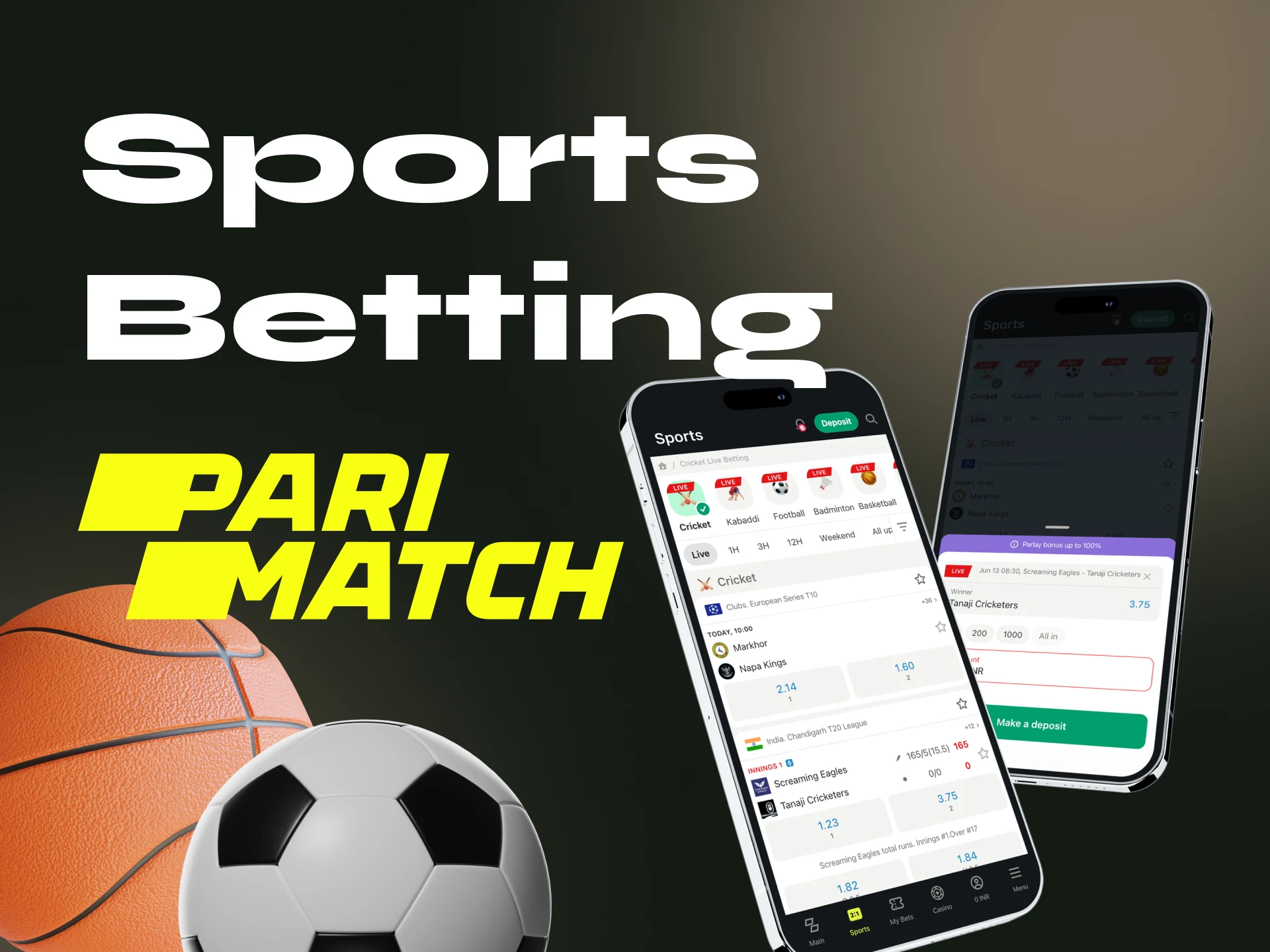 Dozens of sporting events are presented on the Parimatch website.