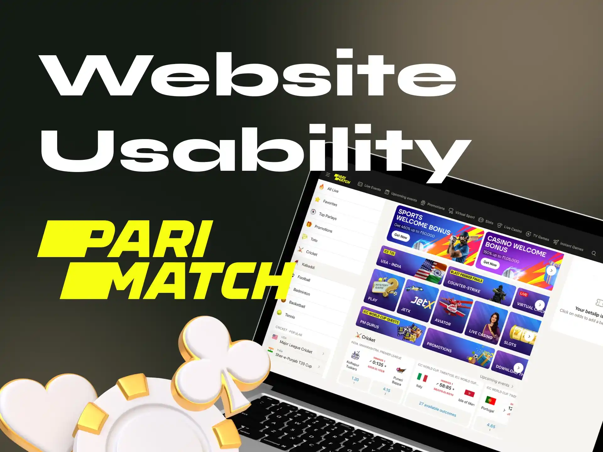 To evaluate the user-friendliness of the interface go to the official Parimatch website.