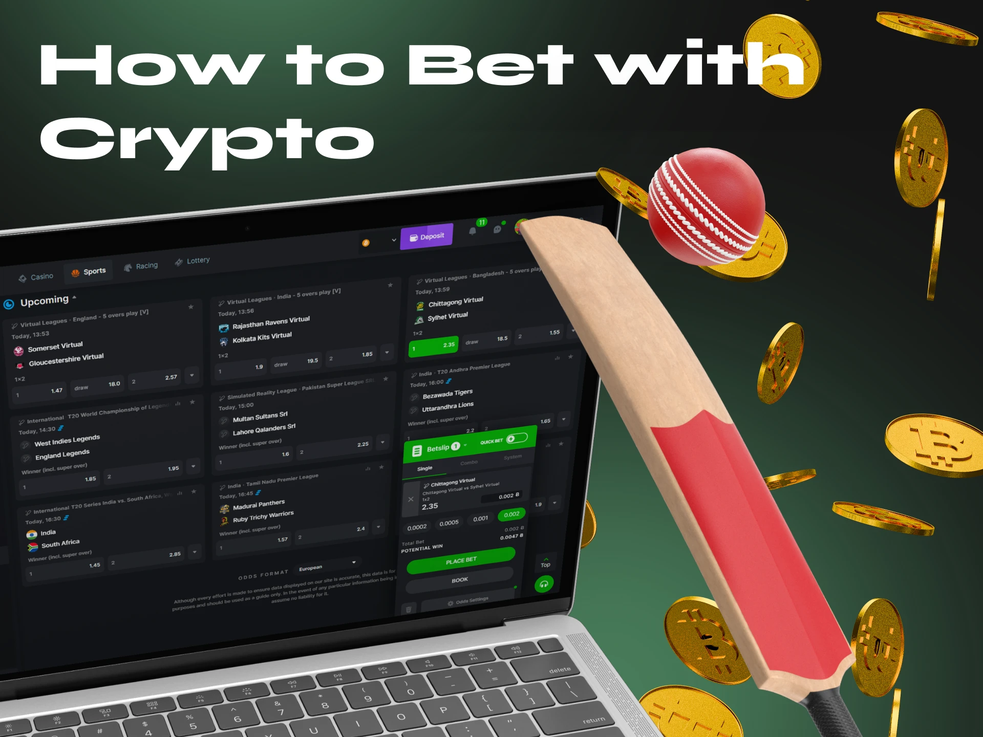 Betting on cricket using cryptocurrency is quick and easy.