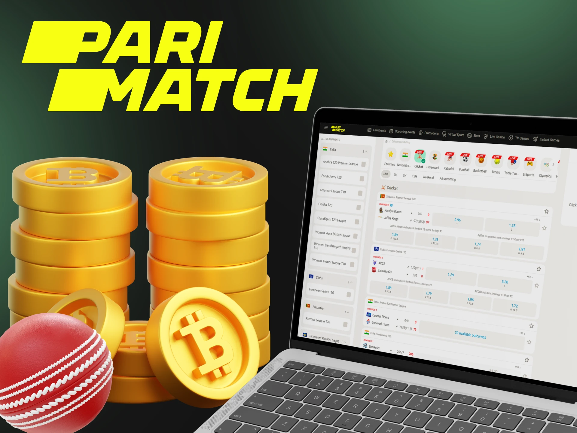 Parimatch is a trusted casino where you can bet on cricket using cryptocurrency.