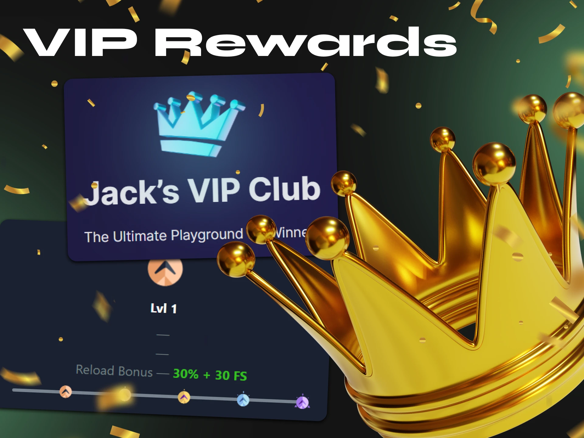 Join the VIP program to receive bonuses for playing crypto slots.