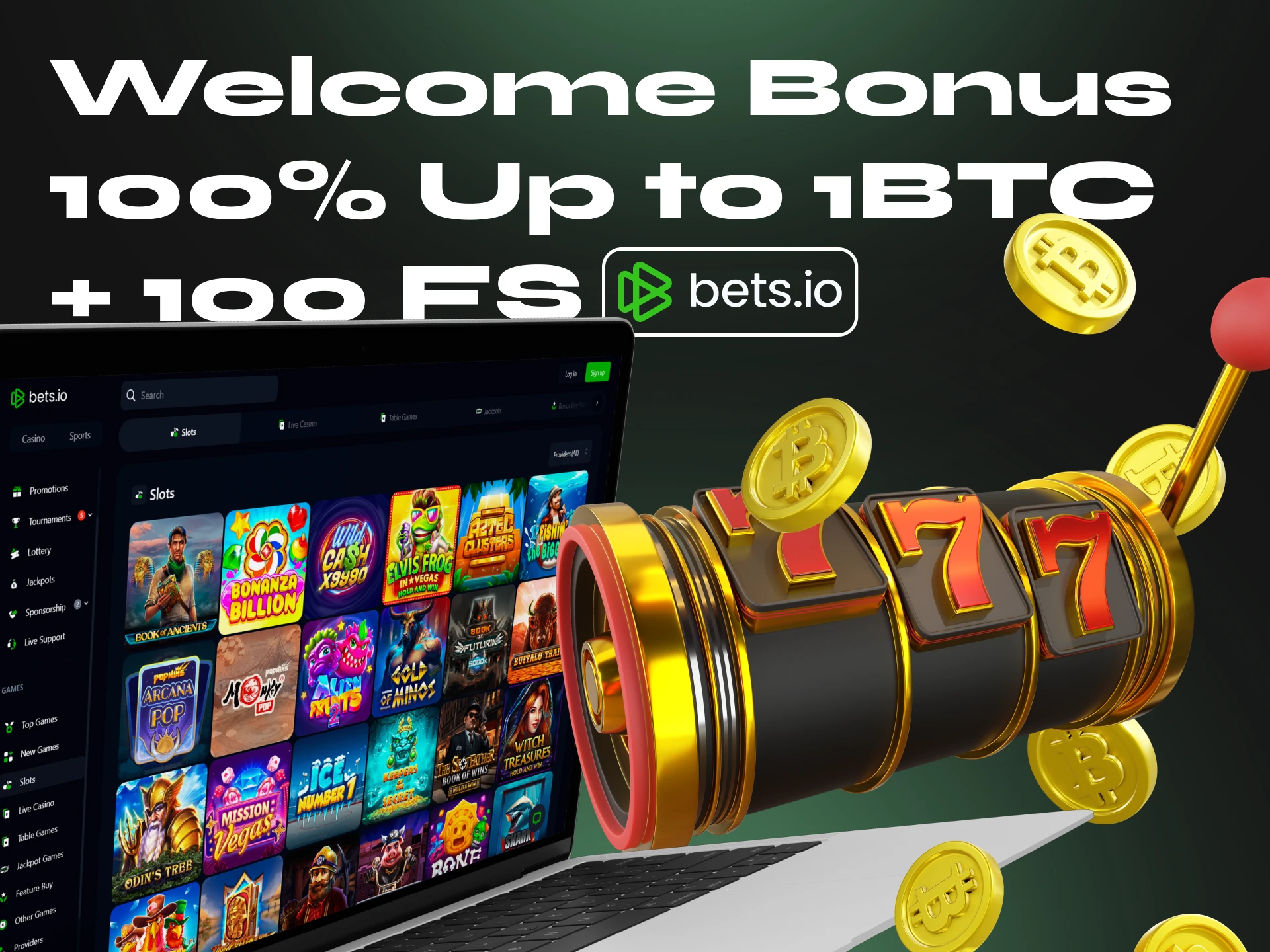 At Bets io you can play slots using cryptocurrency.