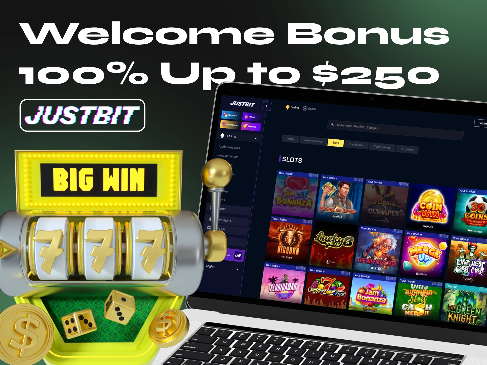 At Justbit io casino you will find many different crypto slots.