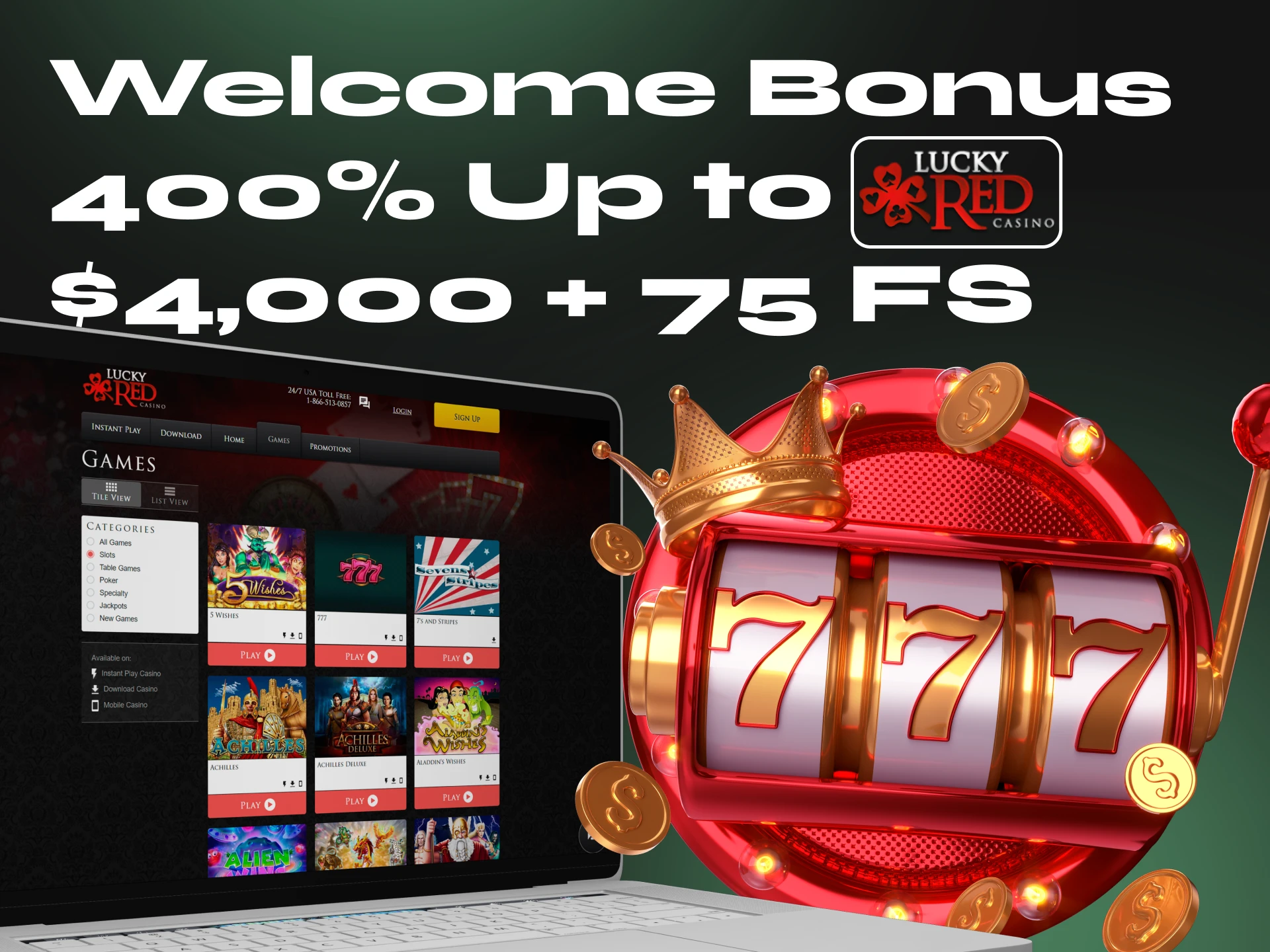 Play slots with cryptocurrency at the official Lucky Red casino.