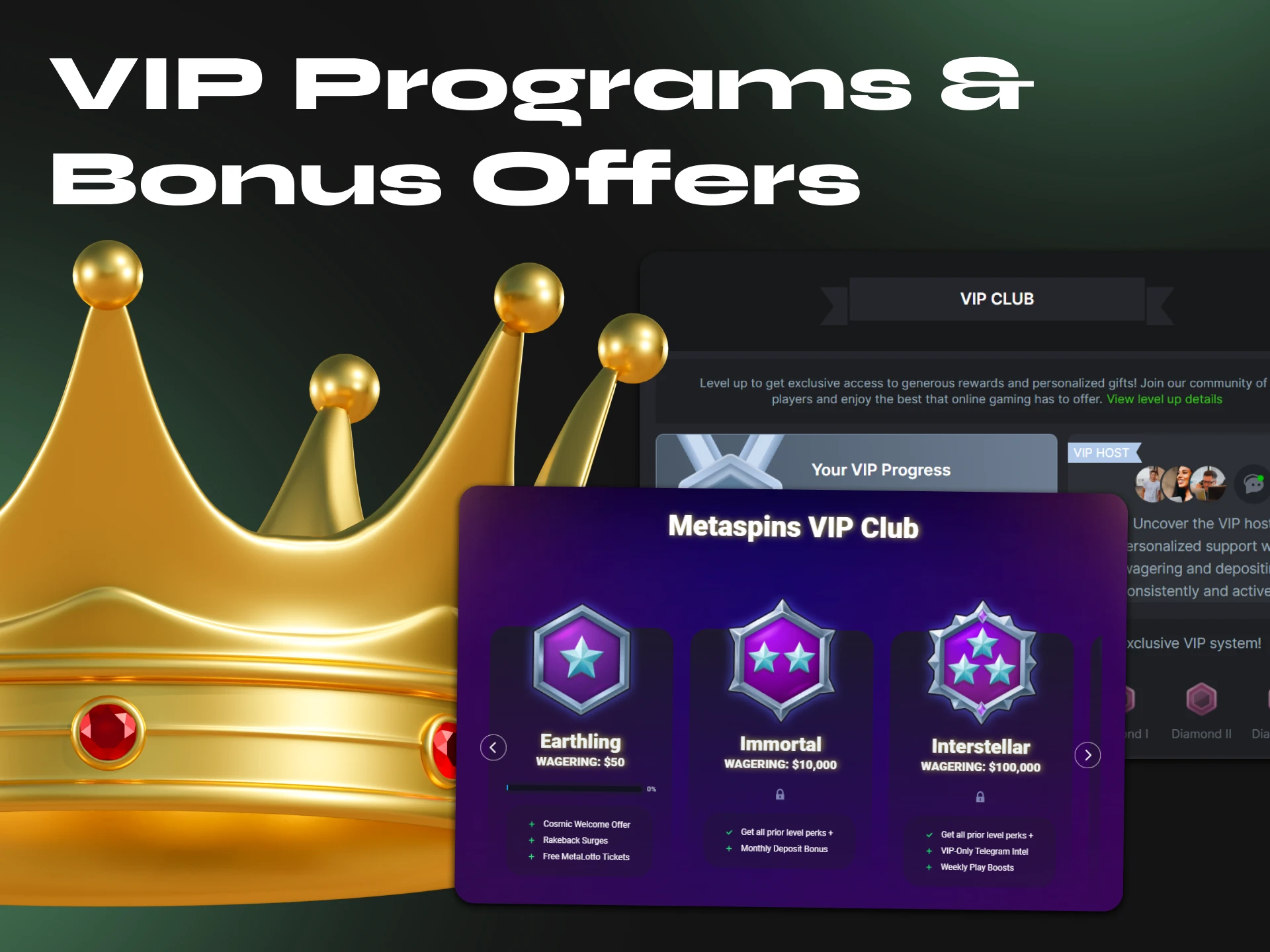 If you are looking for a crypto casino to bet on football, choose one that has a VIP program to get more bonuses.