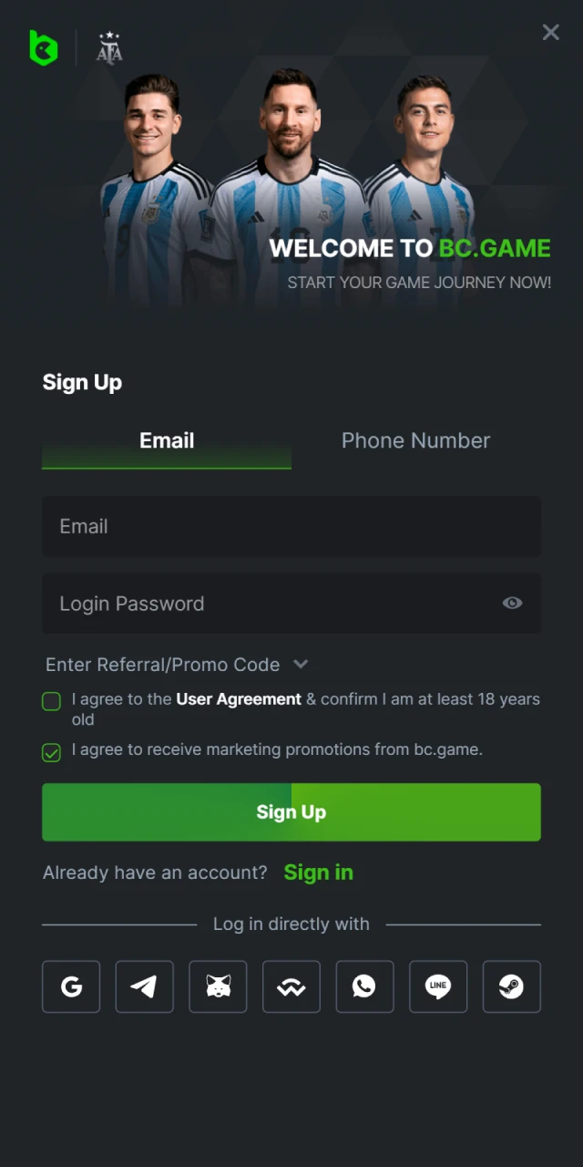 To start betting on football, you need to register at a crypto casino.