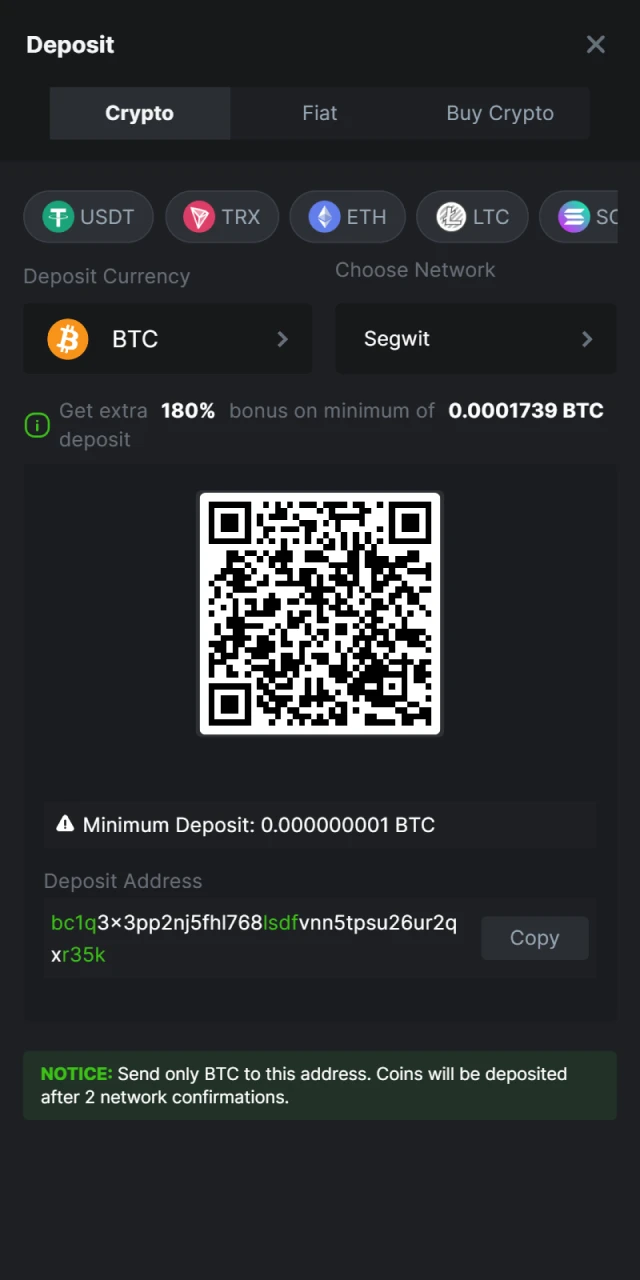 Make a cryptocurrency deposit to start betting on football.