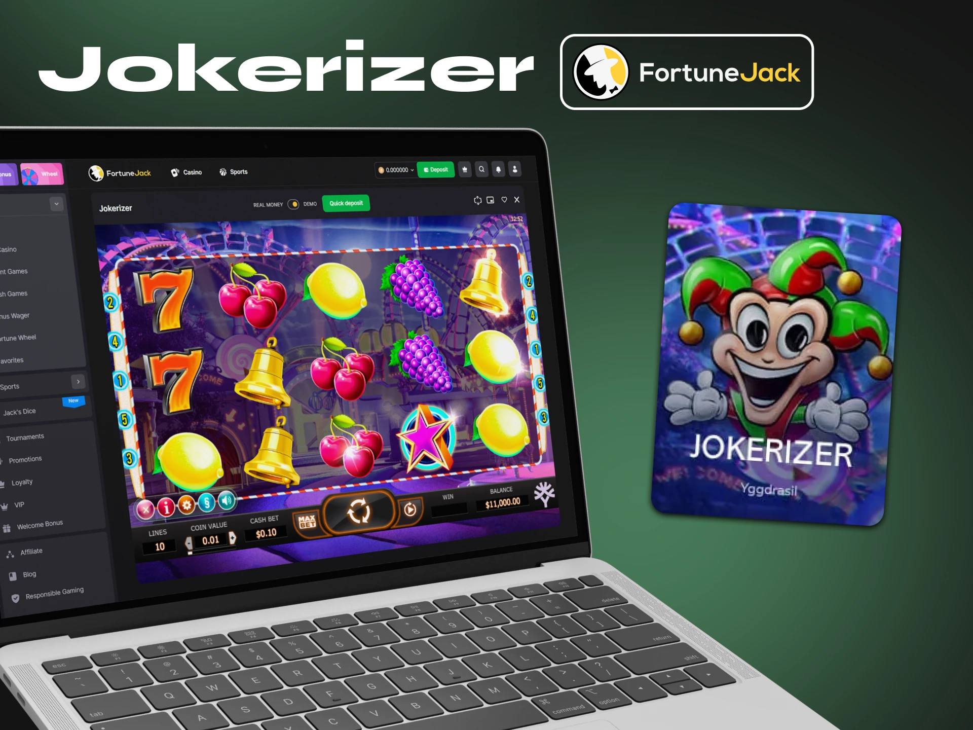 Jokerizer is an RTP slot that you can play on FortuneJack.