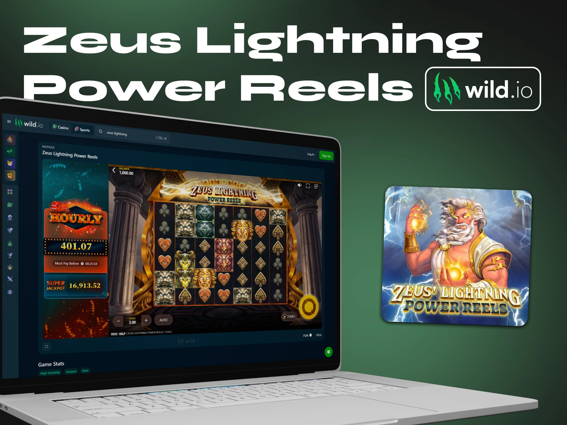 Win Big playing the Zeus Lightning Power Reels RTP slot.